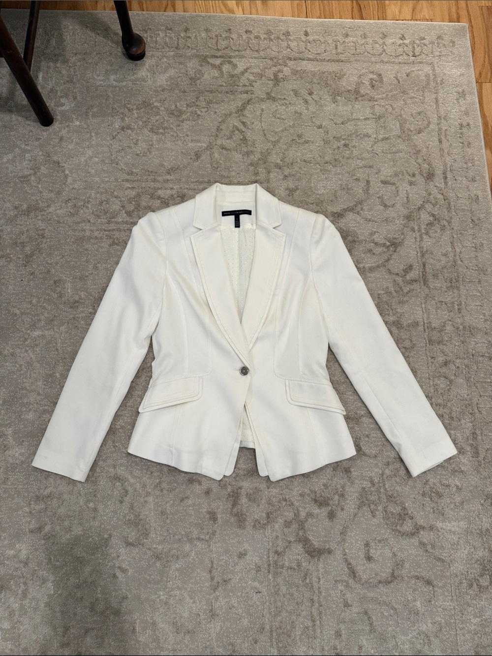 White House Black Market Cream Single-Button Tailored Blazer